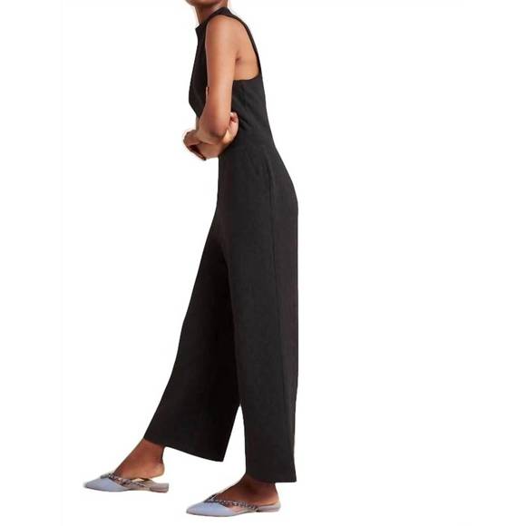 NEW EVA FRANCO charley mock neck jumpsuit in black - Picture 2 of 3